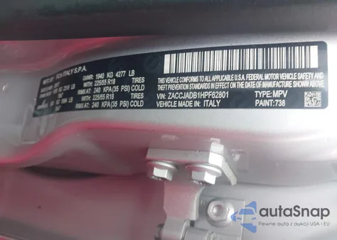 2017 Jeep Renegade Limited Fwd z USA, uszkodzony, nr VIN ZACCJADB1HPF62801